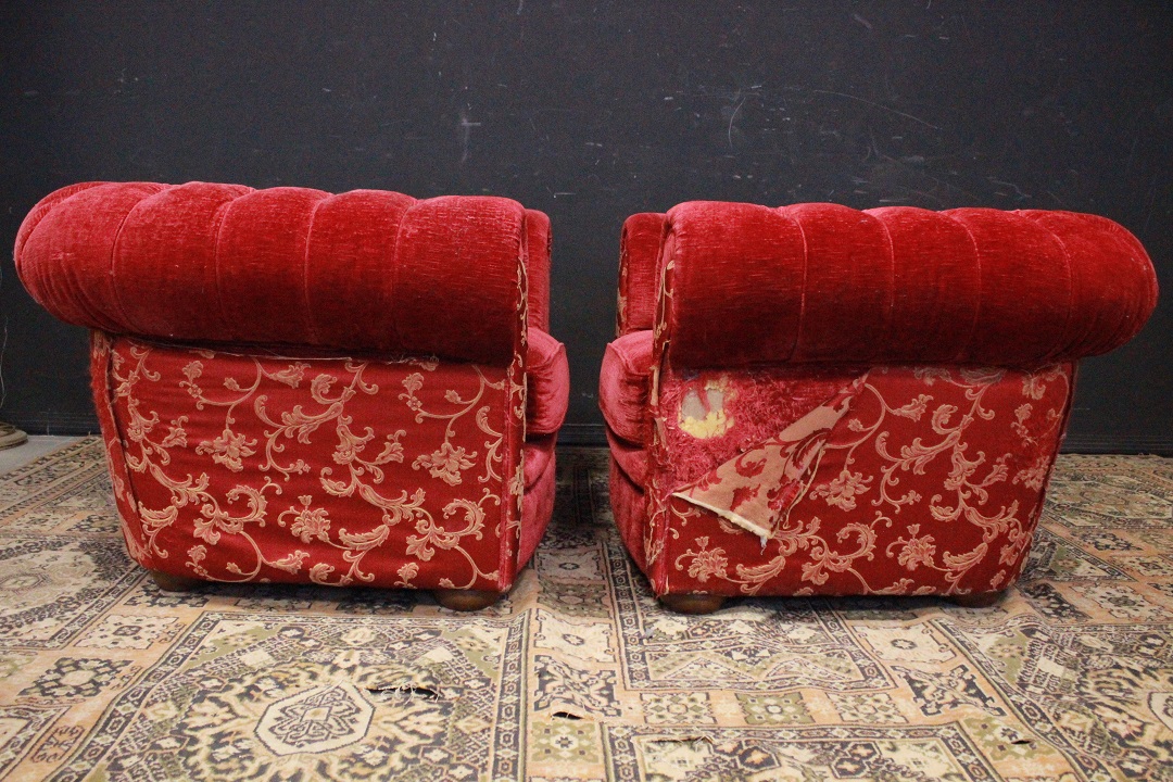 1214_coppia_double_due_poltrona_armchair_club_rosso_red_damascato_tessuto_stoffa_fabric_originali_seconda_metà_XX_secolo_Brescia_Roncadelle_10
