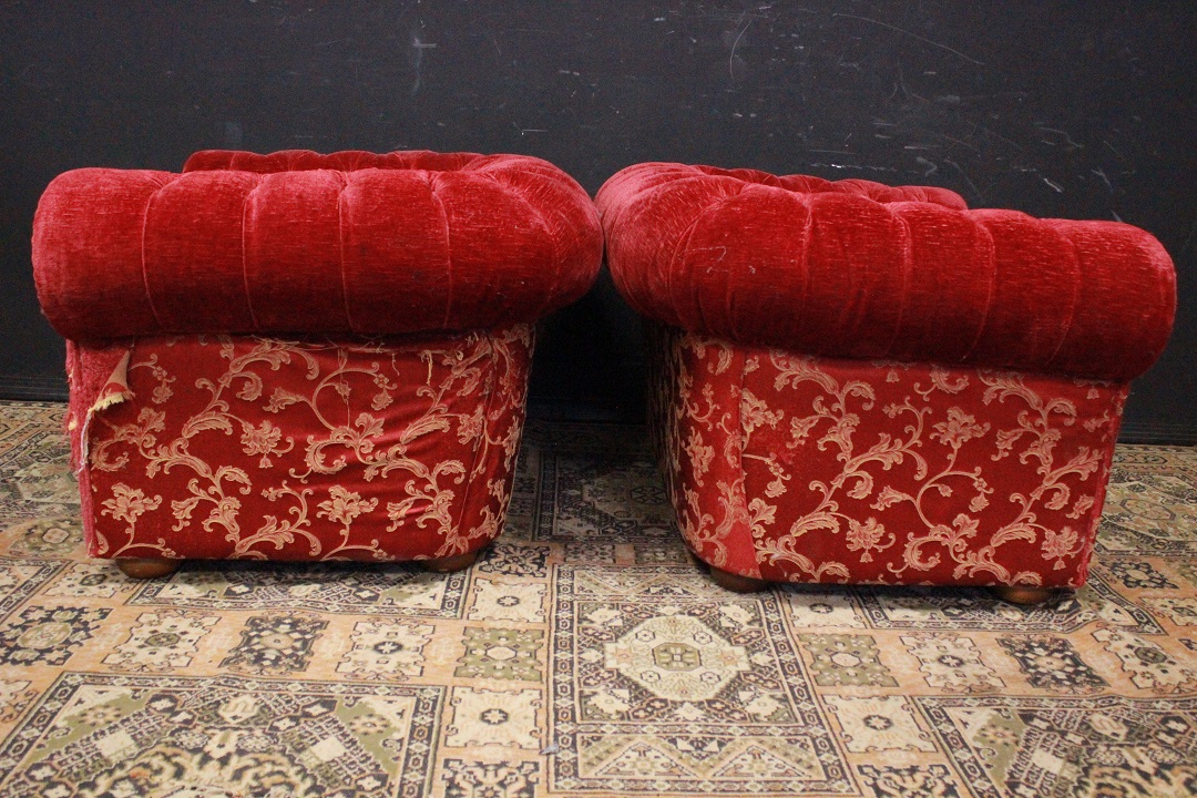 1214_coppia_double_due_poltrona_armchair_club_rosso_red_damascato_tessuto_stoffa_fabric_originali_seconda_metà_XX_secolo_Brescia_Roncadelle_17