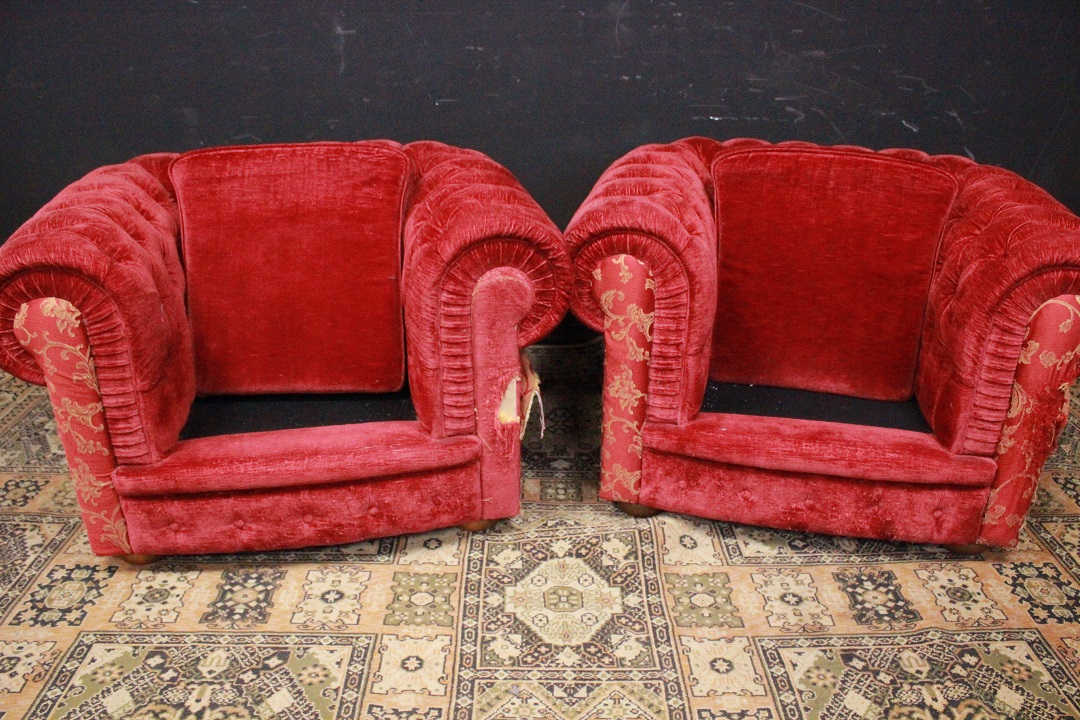 1214_coppia_double_due_poltrona_armchair_club_rosso_red_damascato_tessuto_stoffa_fabric_originali_seconda_metà_XX_secolo_Brescia_Roncadelle_19