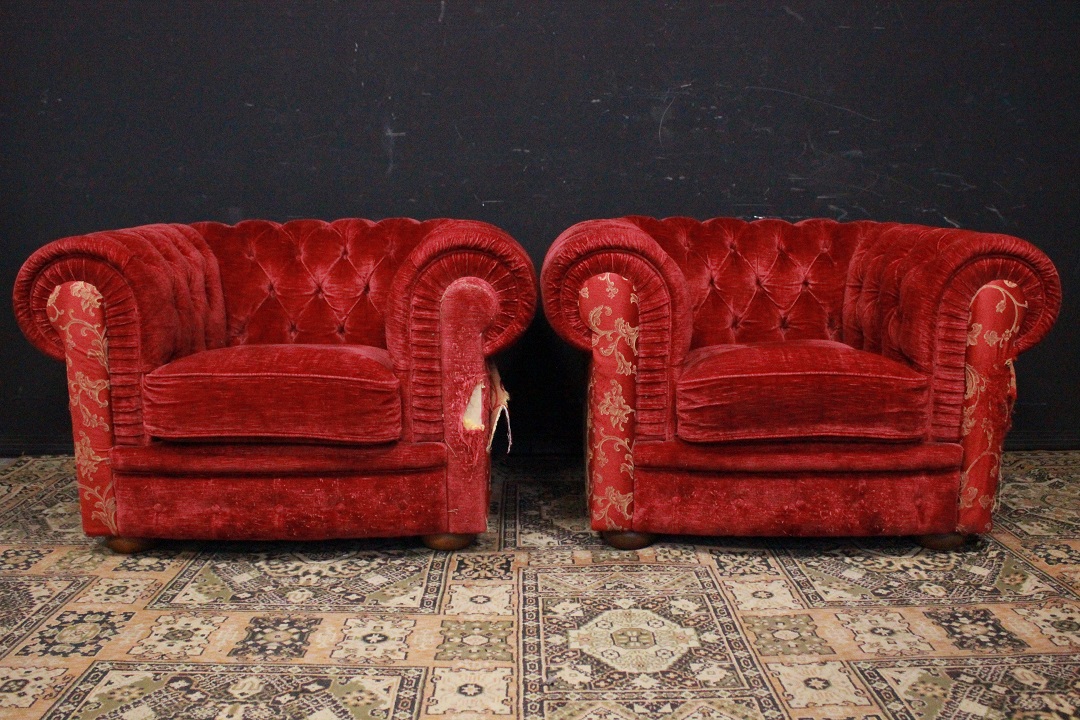 1214_coppia_double_due_poltrona_armchair_club_rosso_red_damascato_tessuto_stoffa_fabric_originali_seconda_metà_XX_secolo_Brescia_Roncadelle_5
